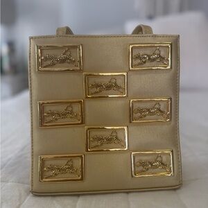 Gold Embossed Leopard Accent Tote - Women Bags